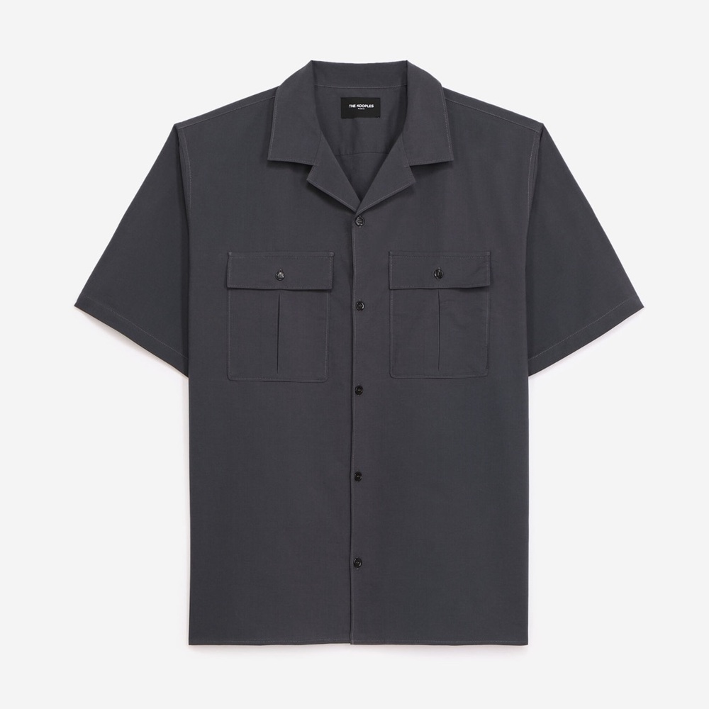 Kooples Grey Short Sleeve Button Up NWT